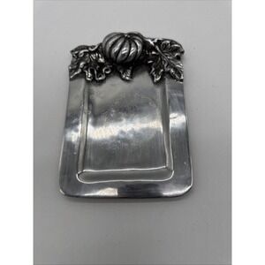 Ornate silver tone dish 9 inch vintage floral metal tray 4.5" X 6 3/4" Pumpkins